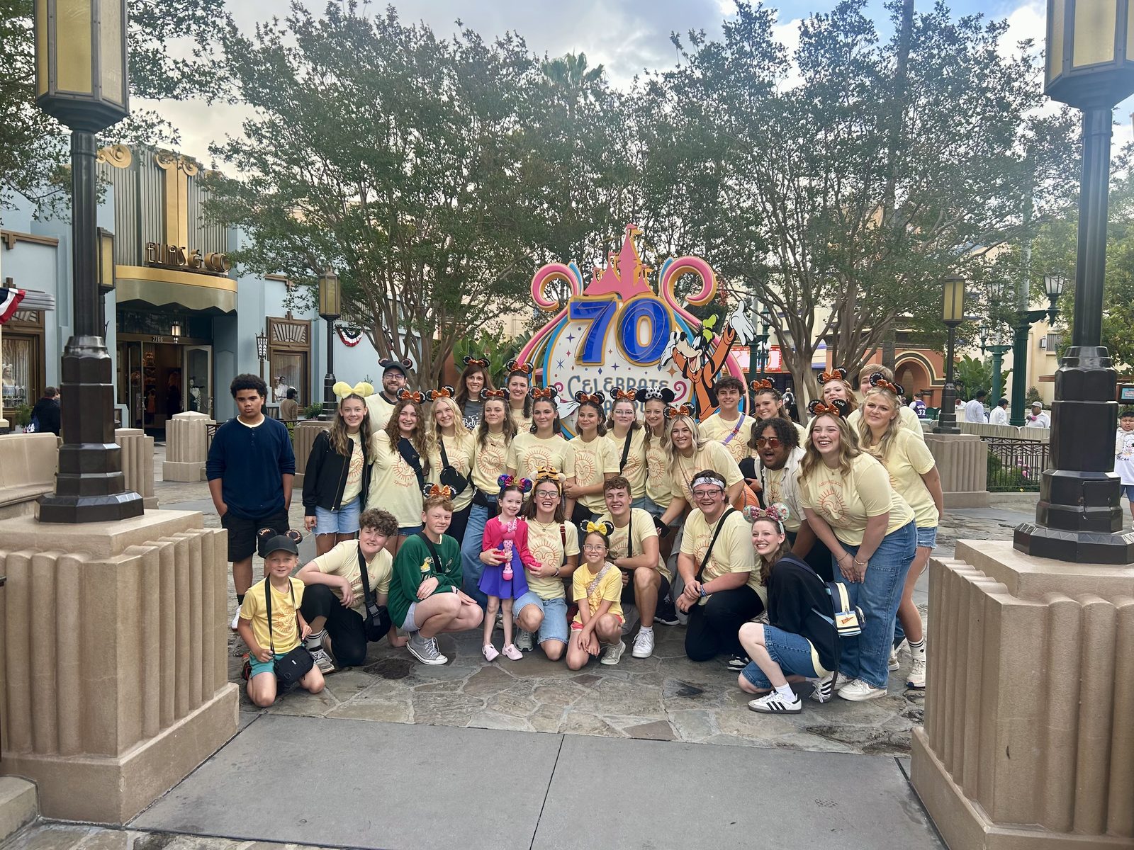 Aspire Performing Co. Young Artists and mentors gathered at the Disneyland Resort on the May 2026 performance trip