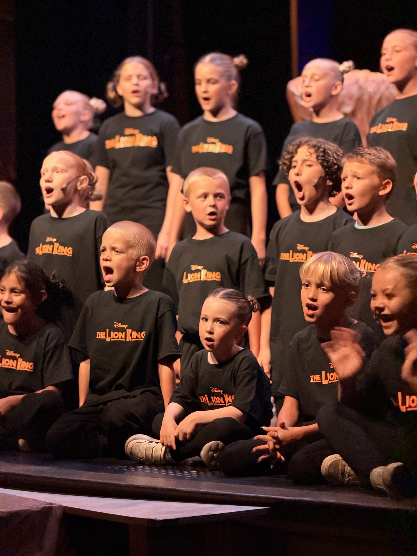 Young Artists singing together during the Lion King Kids Camp performance