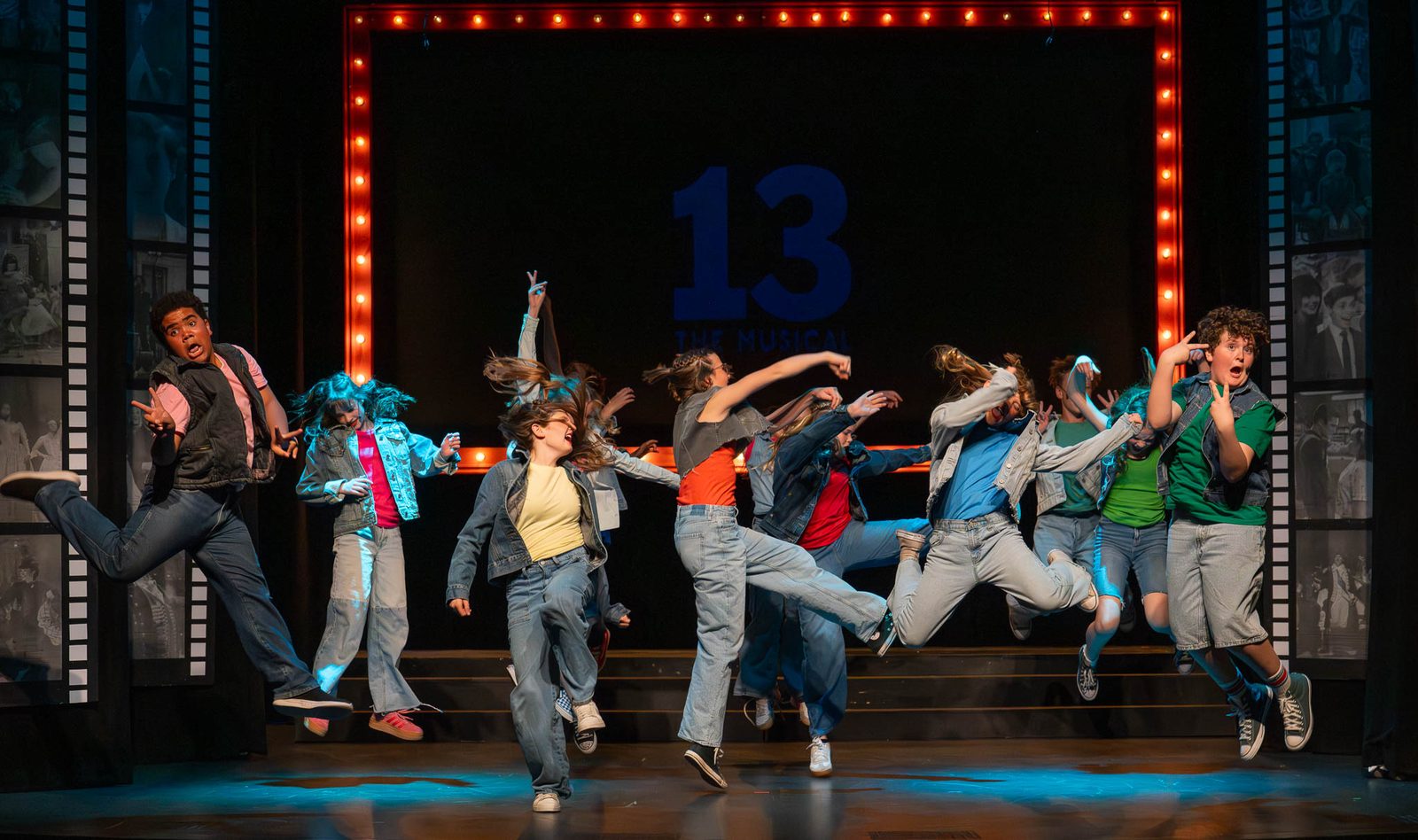 Encore's teen cast performing 13 the Musical on stage at the Electric Theater