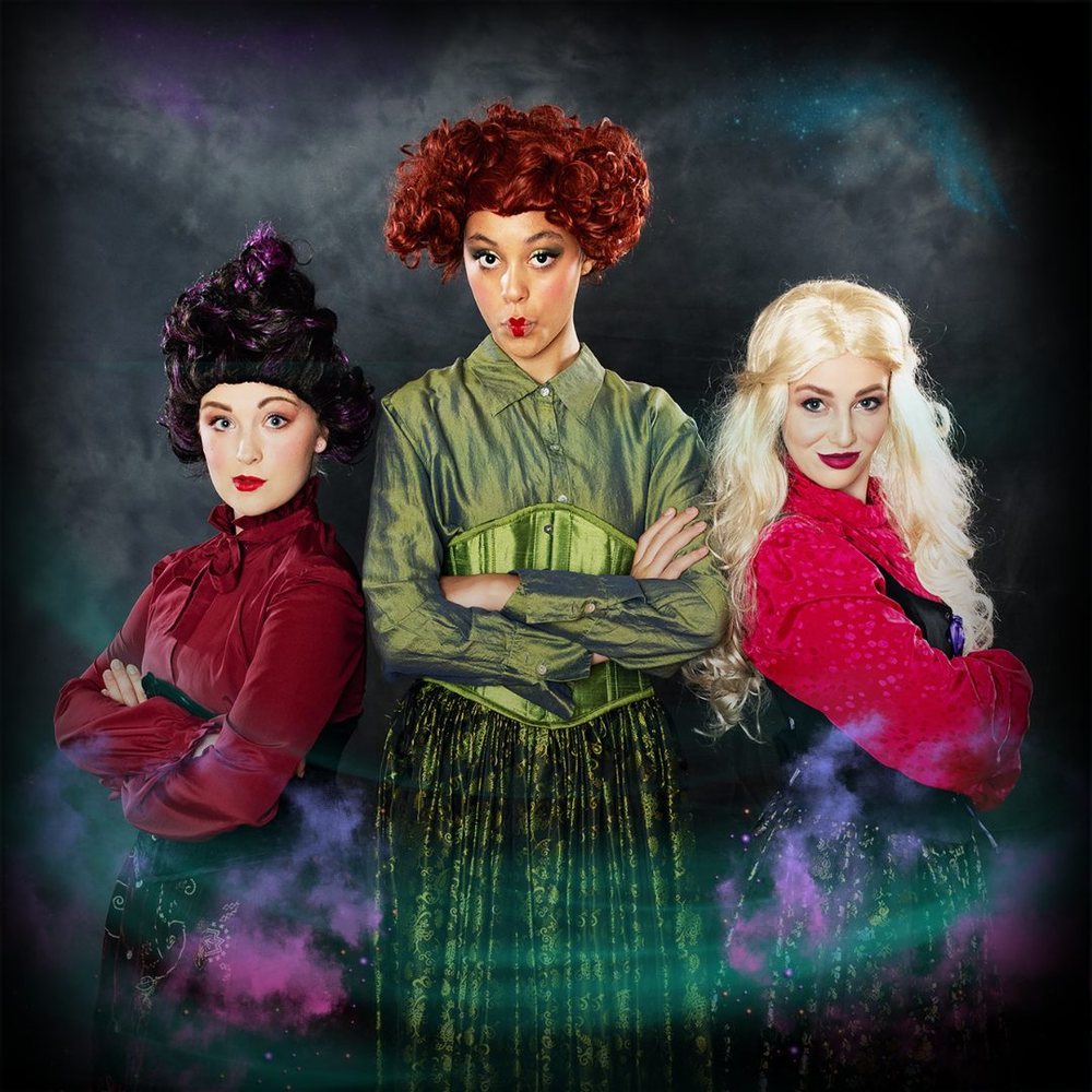 Three Aspire performers in costume as the Sanderson sisters at Villains Night
